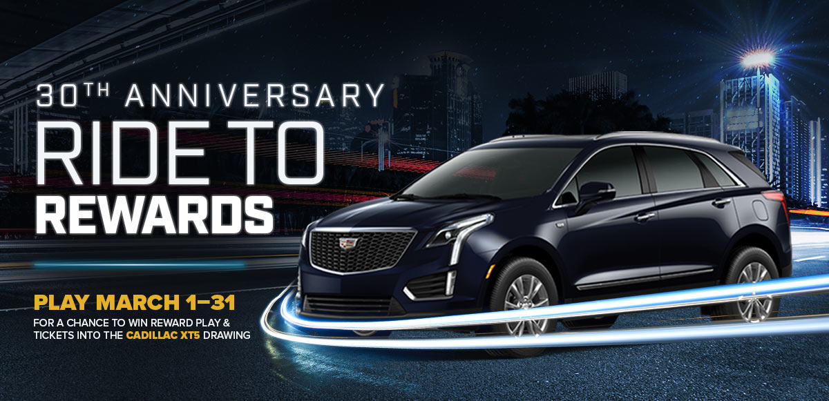30th Anniversary Ride to Rewards - March 1-31, 2021  Cadillac XT5 drawing