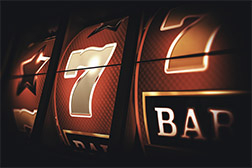 Woman winning at a slot machine